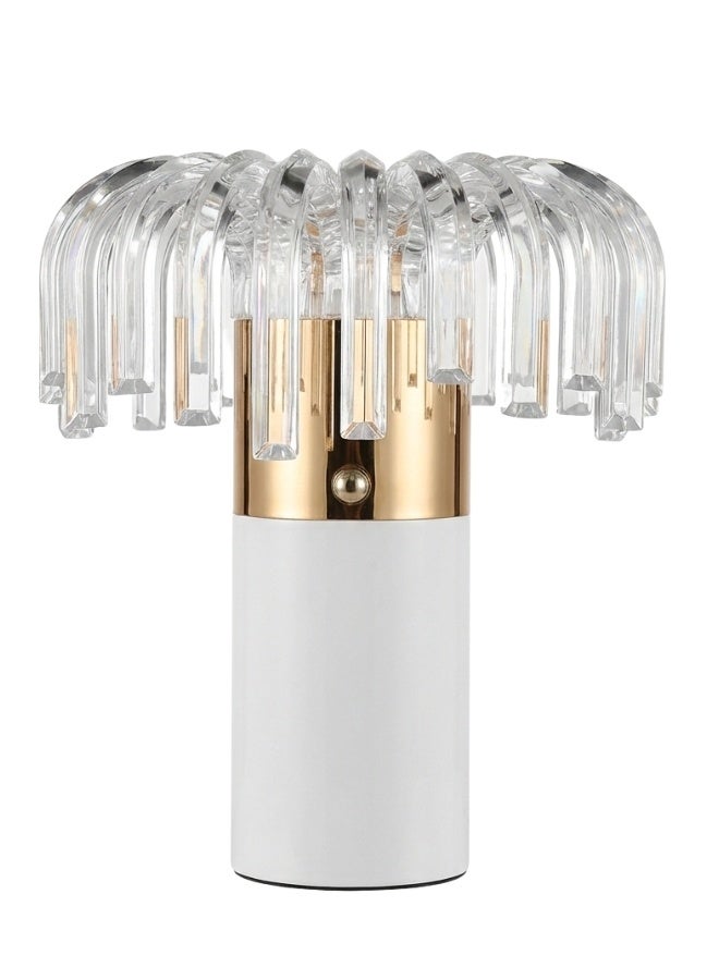 Crystal LED Touch Table Lamp – Portable and USB Rechargeable Table Lamp with Adjustable Brightness Levels (White, Neutral, Warm Light), Perfect for Bedroom, Living Room, Office, Patio, and Balcony, Stylish and Modern Design, 1200mA Battery, 7W Power, Long Lifespan up to 10,000 Hours, Size 16.5x16.5x19 cm - Image 1